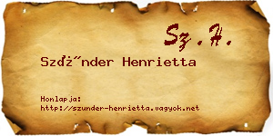 Szünder Henrietta névjegykártya